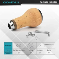 Gomexus Handle Knob Cork For Spinning Reel - Cork/Silver -Günstiges Rapala Geschäft CA27TNBK 4
