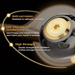 Gomexus 90mm Aluminium Power Handle With 45mm Titanium Knob - Black & Gold -Günstiges Rapala Geschäft LYS90TB45BKGD 5